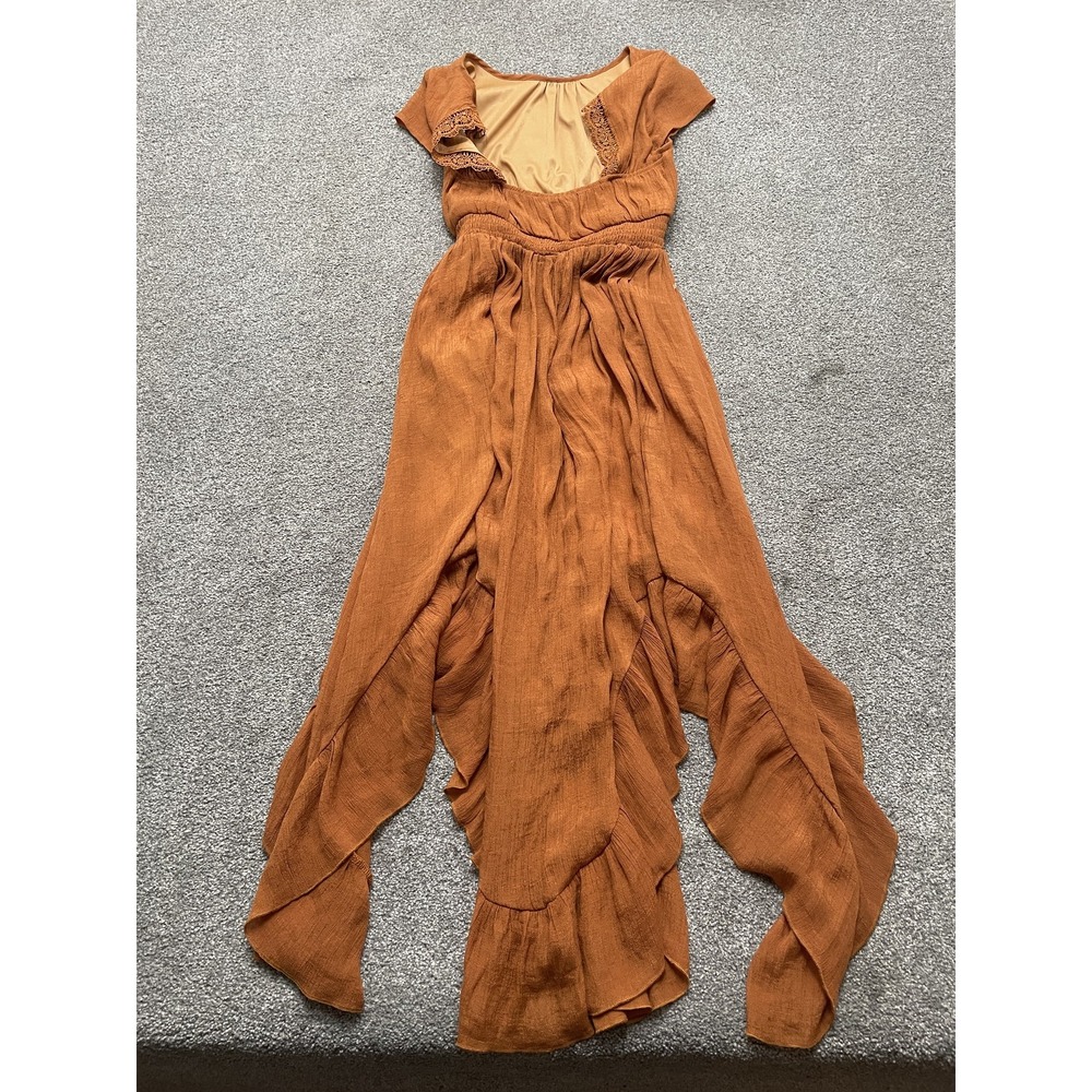Joyfolie Girls Burnt Orange Flowing Maxi Dress with Ruffle Hem
